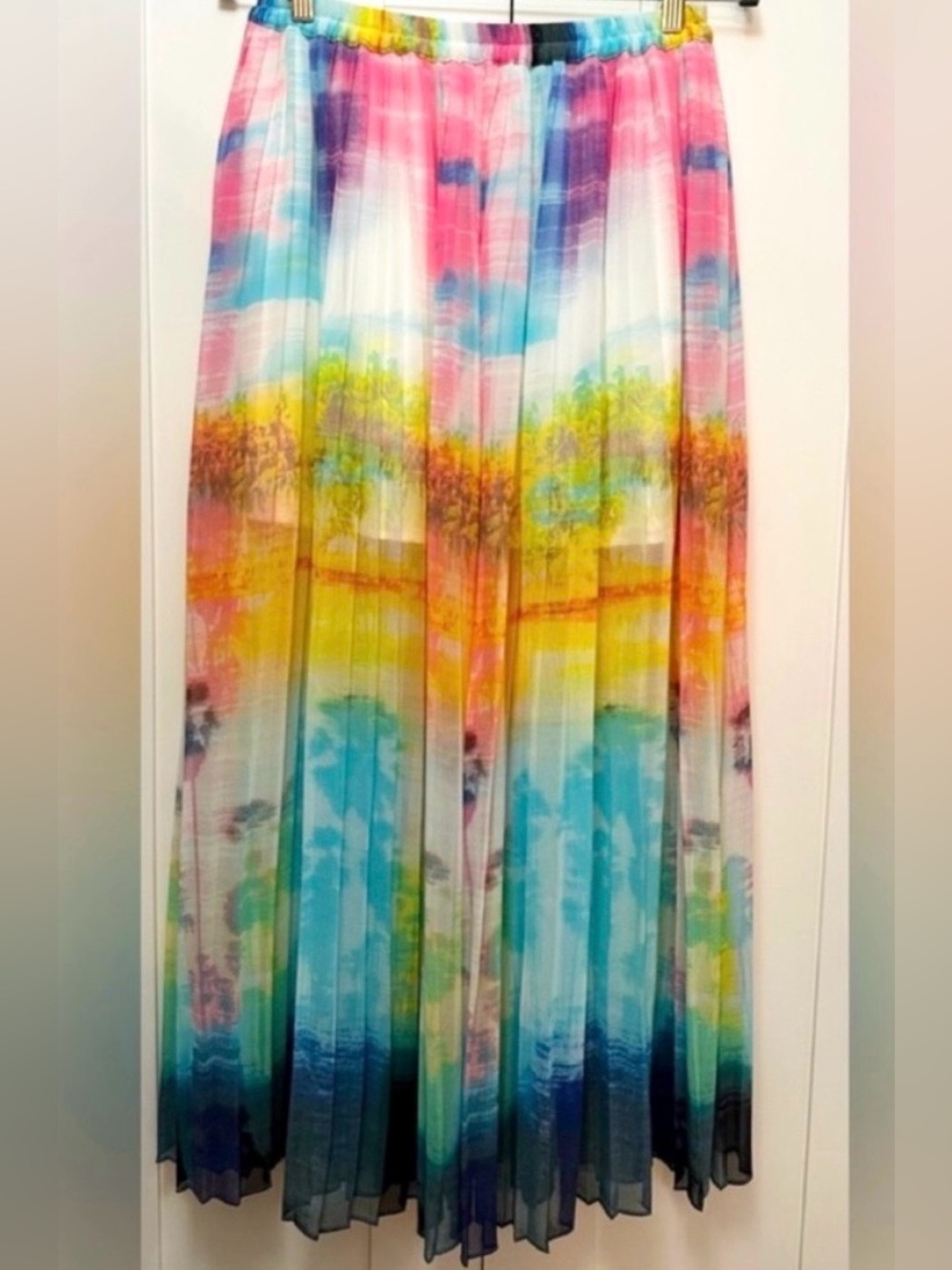 Chiffon Ombre Tropical Palm Print Maxi Skirt Victoria Secret  Sz 10 NWOT